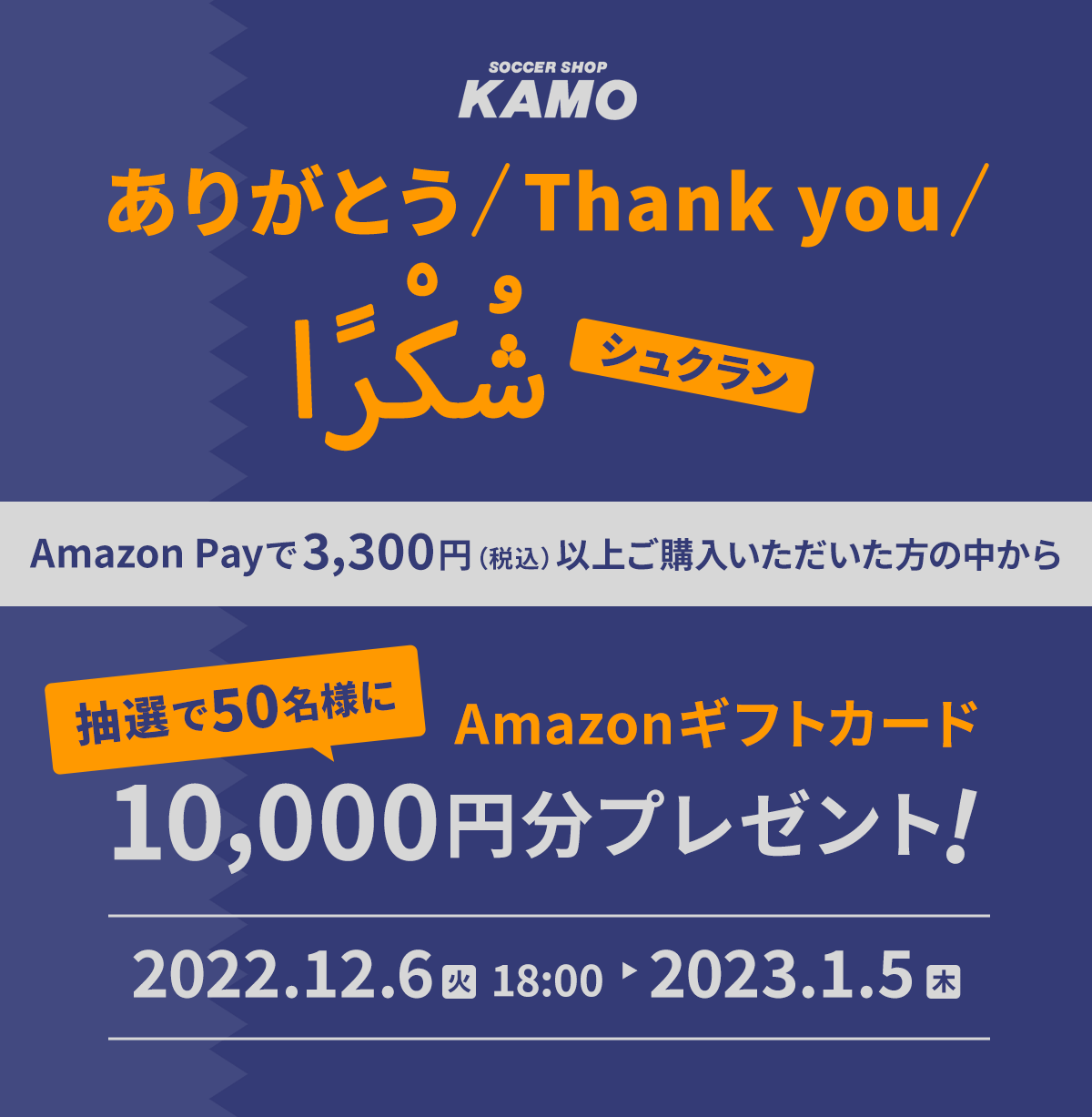 ありがとう!!キャンペーン】Amazon Payで3,300円以上ご購入いただいた