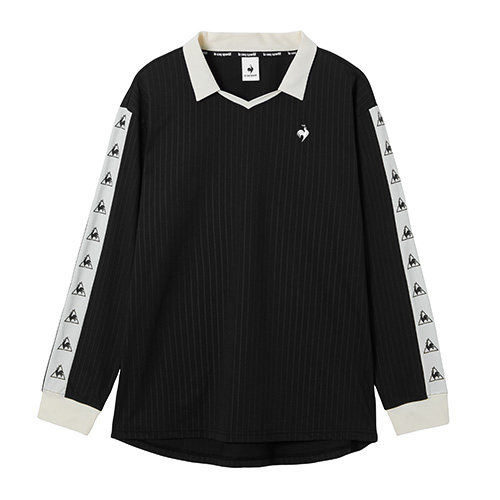 エンボスストライプ襟付き長袖ゲームシャツ